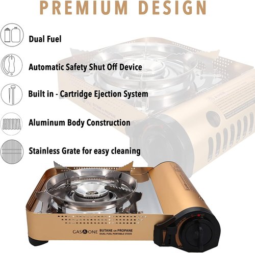 Gas ONE GS-4000P - Camp Stove - Premium Propane or Butane Stove with Convenient Carrying Case - Patented - Great for Camp Stove and Portable Butane Stove for All Cooking Application