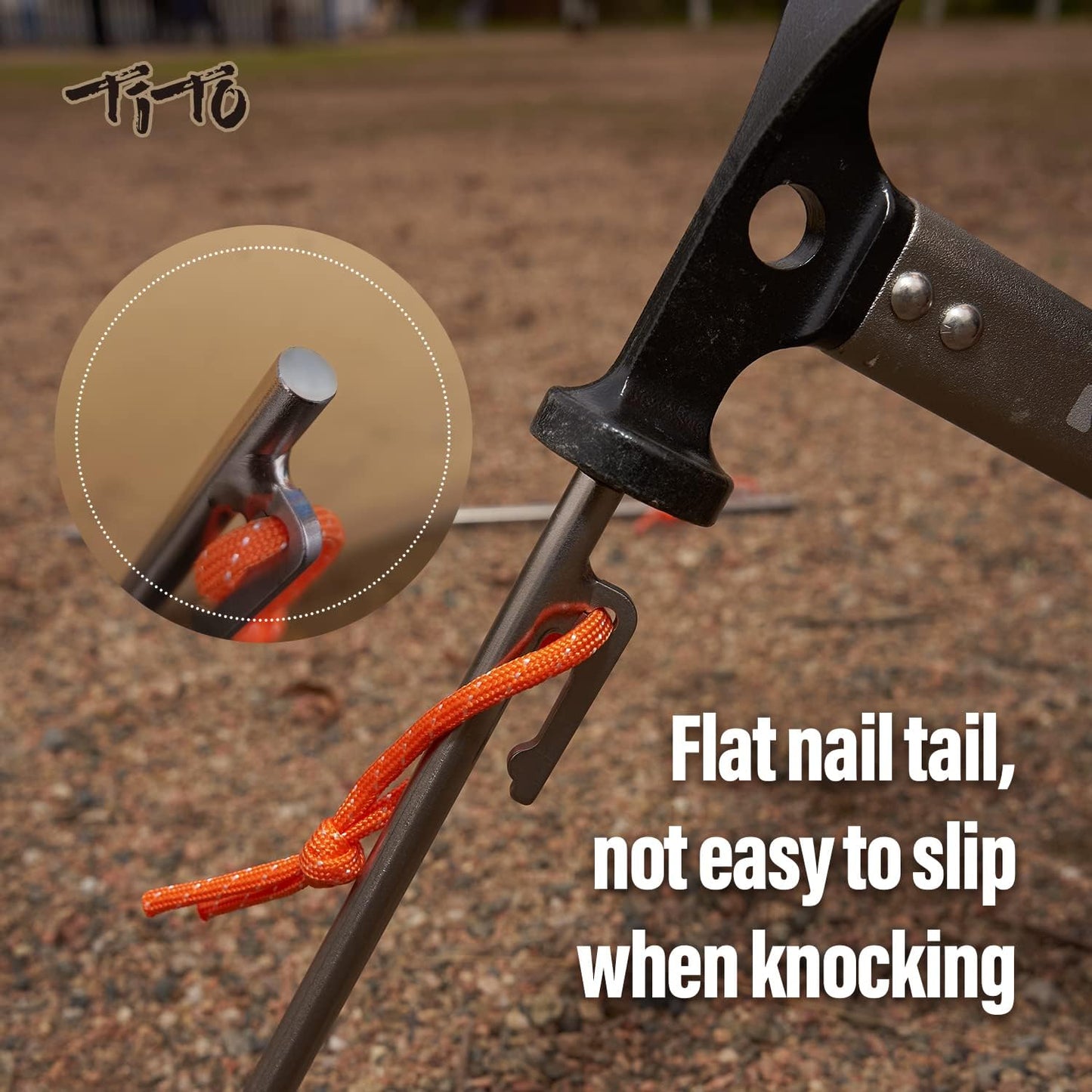 TiTo Titanium Tent Pegs Stakes Lightweight Snowfield Grassland Heavy Duty Tent Nails for Outdoor Camping Hiking and Plant Support Garden Stakes 4pcs/6pcs (7×200mm-6pcs)