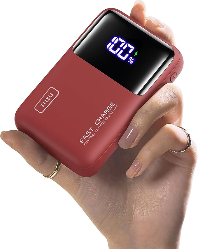 INIU Power Bank, 20000mAh 65W Ultra Compact USB C Laptop & Phone Portable Charger, Fast Charging Flight Cruise Ship Travel Essential Battery Pack for College Students Travelers Teen Boys Girls, Red