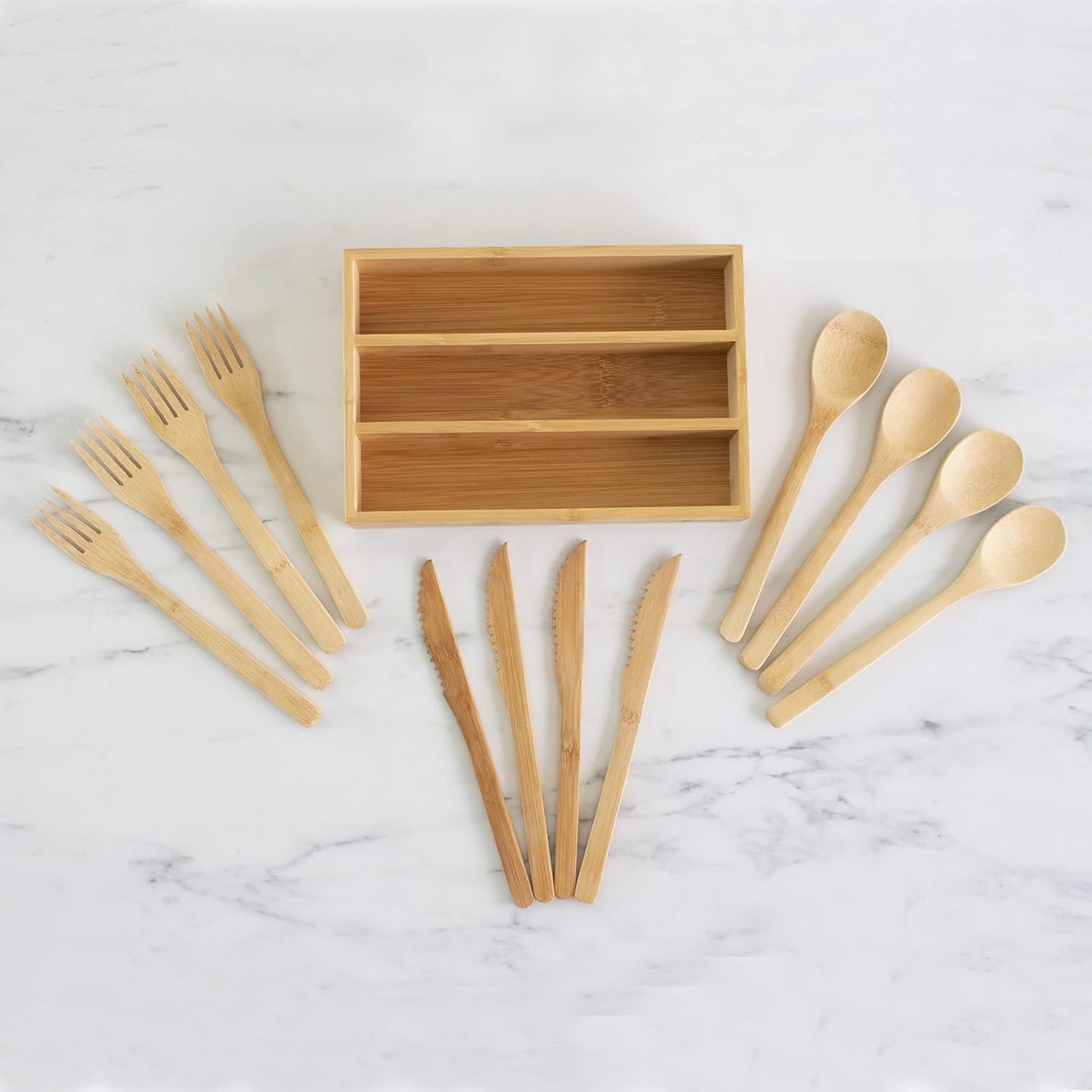 Totally Bamboo 12-Piece Reusable Bamboo Flatware Set with Portable Storage Case, Dishwasher Safe