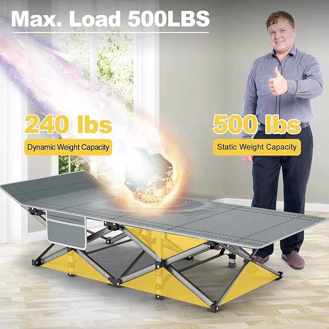 Slendor Folding Camping Cot for Adults with Mattress,Max Load 800lbs Cots for Sleeping Camp Cots for Adults Kids Teenage Portable Travel Camp Cot Bed Mattress for Home Office Beach Garden Tent