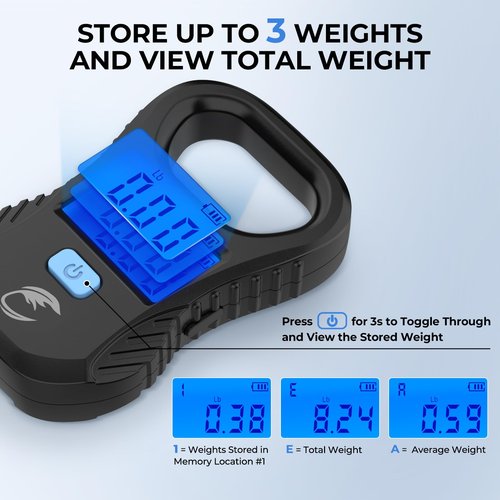 Calamus Lightweight Fish Scale, Rechargeable Digital Scale with USB Cable, 55lb Capacity, Multi-Units Pound/Ounces & Kilograms, High Accuracy, Backlight LCD Display, Fishing Gifts for Men