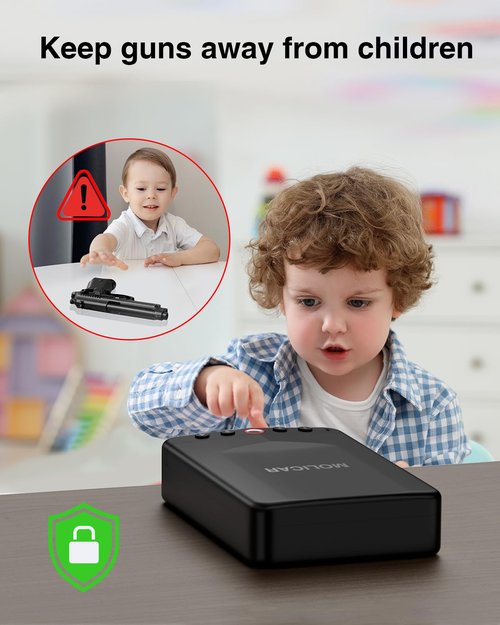 MOLICAR Gun Safe for Handgun Small Biometric Pistol Safe Fingerprint Quick Access Portable Gun Lock Box for Cars Travel Nightstand Bedside