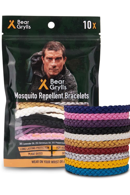 Bear Grylls Mosquito Repellent Bracelets | Crafted for Adventure | Adjustable Leather | DEET-Free | Long-Lasting Protection | Pack of 10