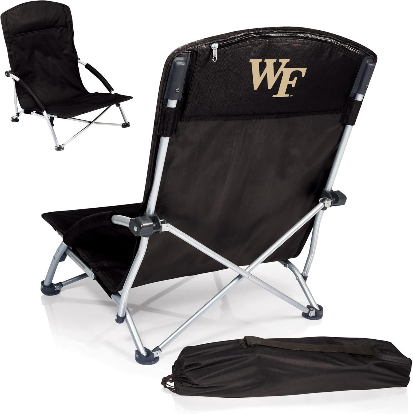 PICNIC TIME NCAA Tranquility Beach Chair with Carry Bag - Low Beach Chair for Adults - Low Lawn Chair
