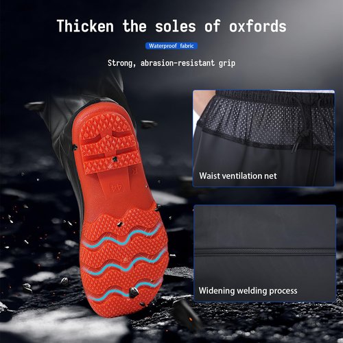Waders with Boots for Men PVC Waterproof Fishing Hunting in Surfing Snow Removal Disaster Prevention Car Washing (black, M9/W11)