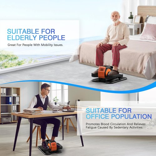 DUREXO Under Desk Elliptical, Elliptical Leg Exerciser for Seniors, Home Portable Elliptical with Remote Control and 12 Adjustable Speeds, Electric Seated Pedal Exerciser