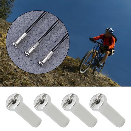 ECSiNG 100Pcs Bicycle Spoke Nipples Fit for 14G / 2mm Dia Spoke Mountain Road Bike Silver Steel 14mm Long Cycling Replacement Accessories
