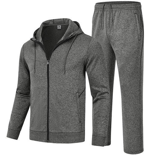 Gopune Men's Tracksuit 2 Pieces Set Hoodie Sweatsuits Full Zip Athletic Jogging Suits Long Sleeve Casual Sports Outfits,Deep Grey,2XL