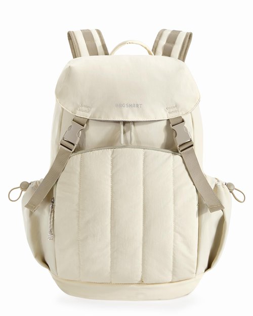 BAGSMART Backpack for Women, Wide Opening Travel Backpack, College Backpack for 15.6 Inch, Water-Resistant Quilted Daypack Lightweight Bookbag, Beige