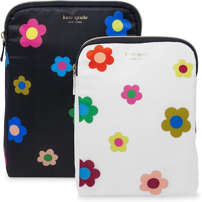 kate spade new york Insulated Snack Bag Keeper with Zipper, Reusable Thermal Sandwich Bag Holders for Lunch Bag, Gingham Garden
