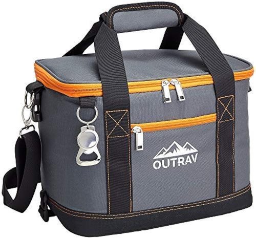 Collapsible Insulated Cooler Bag – 6L Thermal Lunch Bag with Bottle Opener, 16 Can Capacity – Perfect For Camping, Picnics and Travel - Handles and Removable Shoulder Strap - By Outrav