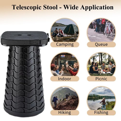Telescopic Stool for Adults- Collapsible Stool with Cushion and Bag - Portable Collapsible Stool for Camping-Fishing-Hiking-BBQ - Sturdy Foldable Pop Up Stool - Lightweight and Compact Cyclone Seats
