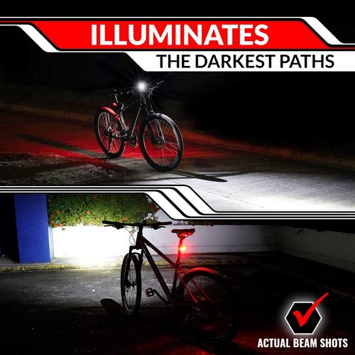GearLight Rechargeable Bike Light, Bike Headlight and Tail Light Set, Powerful Front and Back Lights for Night Riding Safety, Night Riding Accessories, White Elephant Stocking Stuffer for Men