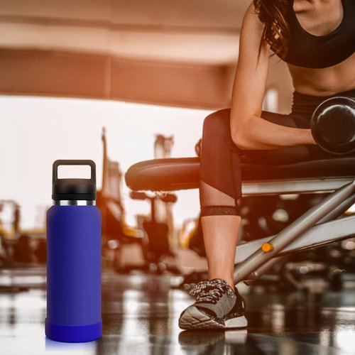 Linkidea Water Bottle Boot Compatible with YETI Rambler Bottle 36oz, Silicone Anti-Slip Water Bottle Bottom Sleeve Cover Protector, Bottle Bumper (Offshore Blue / 2 Pack)
