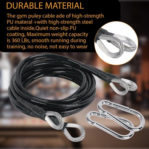 Dsyboko Fitness Pulley Cable for Total Gym Cable Replacement Compatible with Total Gym Models 1000, 1500, 2000, 3000 Exercise Cable Steel Wire Rope attachments (2-Pack)