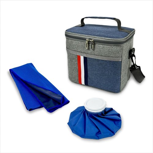 Zacchus Ice Bag Cooling Towel Cooler Bag, Set of 3, Heatstroke Prevention, Cool, Heat Prevention, Golf, Sports, Festival, Camping, Garden, Cooler (Blue x Blue)