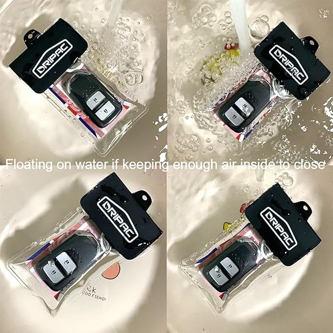 DRIPAC Waterproof Car Key FOB Case Waterproof Wallet Waterproof Holder Pouch For Key ID Badge Credit Card Money（Black+Pink）