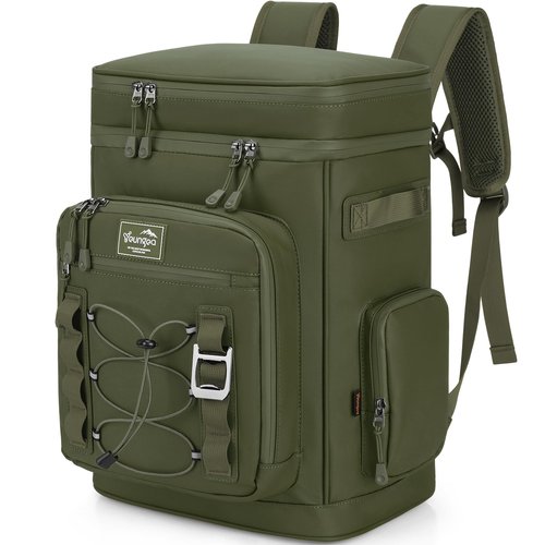 YOUNGOA 42Cans Cooler Backpack Insulated Leak Proof for Men & Women, Large Waterproof Backpack Cooler for Beach, Picnic, Outdoor, Leakproof, Multi-Functional, Green