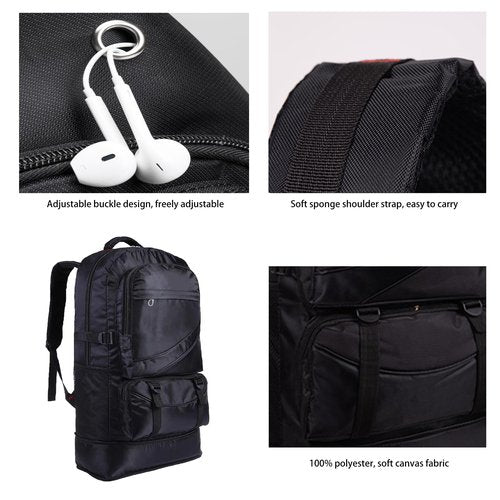 Toguma 65L Hiking Backpack Large Tactical Backpack for Woman Man Lightweight Travel Backpack Laptop Backpack for Climbing Camping Sport Outdoor (Black)