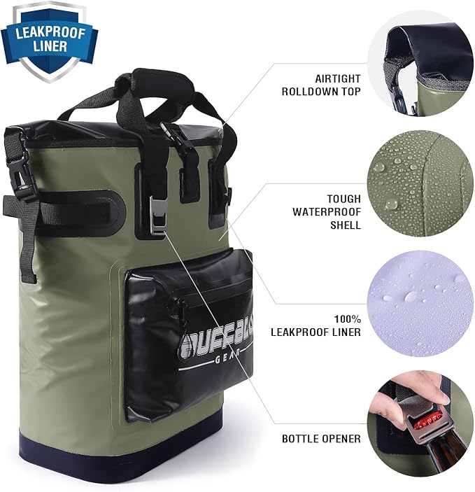 Buffalo Gear Cooler Backpack18L,30L Leakproof Camping Backpack Cooler Insulated Cooler for Picnic Beach Hiking Park Fishing