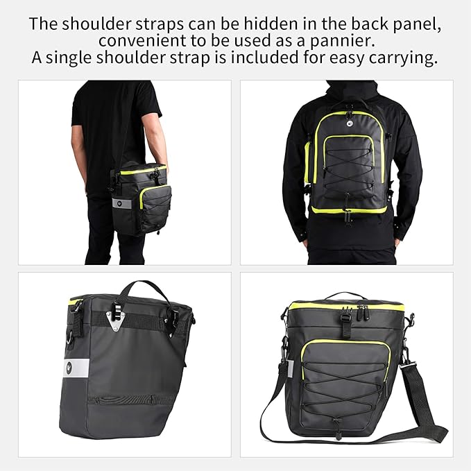 HUNTVP 3 in 1 Multifuctional Bicycle Expedition Touring Cam Pannier Bag (Fluorescent green)