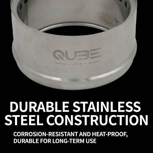 QUBE BBQ Portable Camping Stove with 3 Fire Starters – Stainless Steel Wood Burning Mini Camp Stove, Foldable with Carry Bag, for Backpacking, Hiking, Traveling, Emergency, Outdoor BBQ, and Picnic