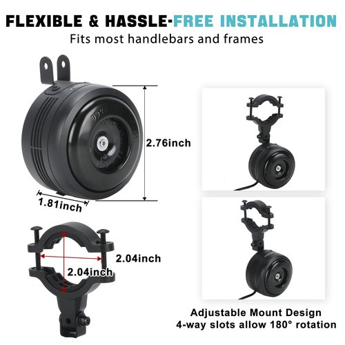 Waterproof Bike Alarm Horn with Remote Control - Eco-Friendly, USB Rechargeable, Powersports Anti-Theft Alarm with Vibration Sensor for e-Bike, MTB, Dirt Bikes, Scooters & Motorcycles