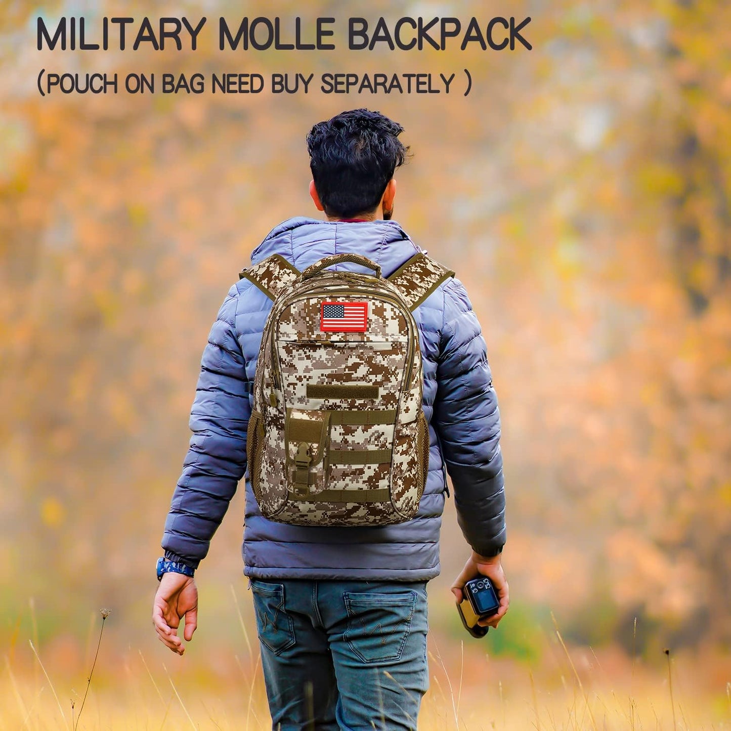 outdoor plus Camo Backpack,Military Boys Backpacks for School,40L Army Bookbag with USB Charging Port Waterproof