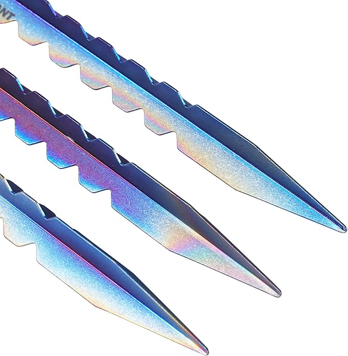 Titanium Tent Stakes, Heavy Duty Tent Spikes Ultralight Tent Pegs with Hook Canopy Stakes for Camping, Backpacking, Gardening-Large Size-1Pcs