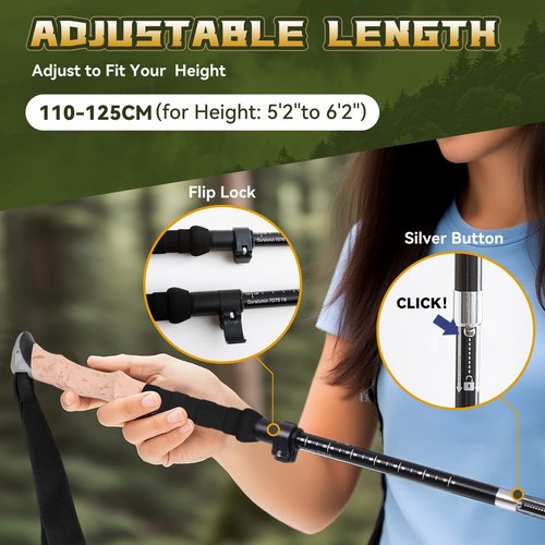 Thristride Our Aviation Grade Aluminum Alloy Trekking Poles - Strong, Lightweight, and Foldable - The Ultimate Companion for Hiking and Trekking! (110-125Centimeters)