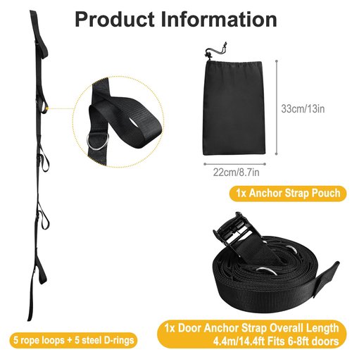 Door Anchor Strap for Resistance Bands: Portable Multi Point Resistance Band Door Anchor Strap Fitness Attachment for Gym & Home Workout