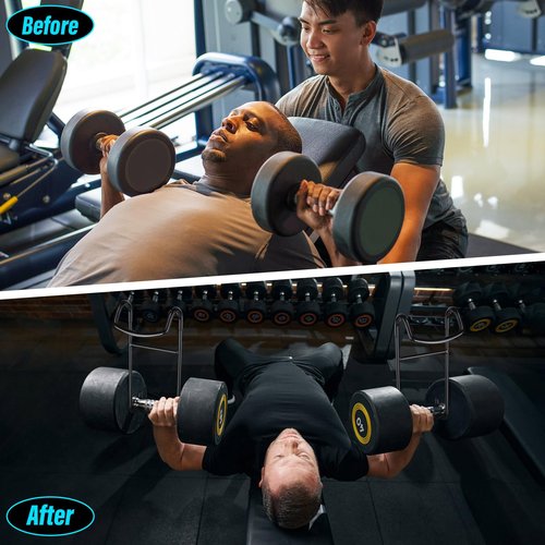 GSDOTZAP Dumbbell Spotter Hooks, Power Rack Attachments Connecting and Hanging Dumbbells to Barbells, Safety Steel Hanger Attachment for Chest and Shoulder Bench Press Hold Up 220lb