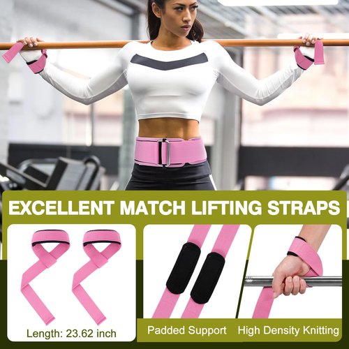 Turakun Weight Lifting Belt and Lifting Straps: Weightlifting Gym Belt for Men Women Deadlift Squats Belt for Bodybuilding Workout, 4 Inch Black S