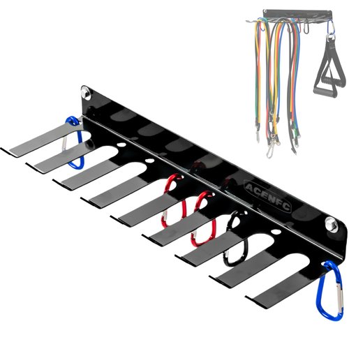Wall-Mounted Gym Organizer, Barbell Holder Wall Mount, Resistance Band Storage Rack, Home Gym Accessories Holder (2mm)