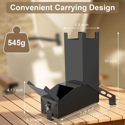 Uniflasy Portable Rocket Stove for Cooking, Wood Burning Mini Stove with Storage Bag, Ideal for Outdoor Cooking, Camping, Backyard BBQ, and Hiking, Durable and Compact Camping Stove