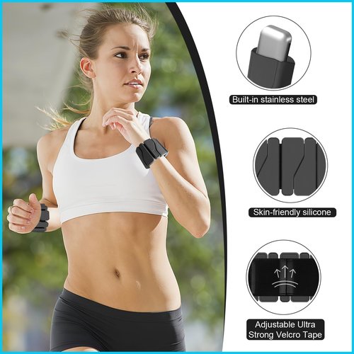 Wrist and Ankle Weights for Women Men - Adjustable Wrist Weighted Bracelet 2Lbs (1Lb Each), Wearable Waterproof Arm Leg Weights for Home, Gym, Yoga, Walking, Running, Dance, Pilates, Cardio, Hiking