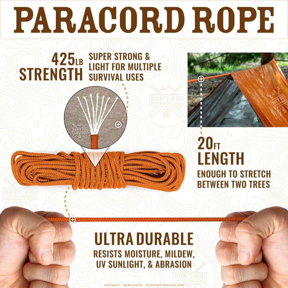 World's Toughest Ultralight Survival Tent • 2 Person Mylar Emergency Shelter Tube Tent + Paracord • Year-Round All Weather Protection for Hiking, Camping, & Outdoor Survival Kits