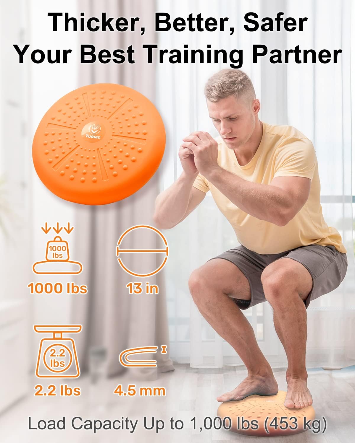 Tumaz Wobble Cushion - Wiggle Seat to Improve Sitting Posture & Stay Focused for Sensory Kids, Balance Disc to Core Strength & Flexible Seating [Extra Thick Balance Board, Pump Included Wobble Board]