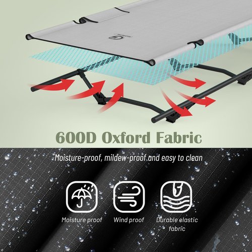 G2 GO2GETHER Foldable Camping Cot, Durable Travel Tent Cot, Ultralight for Backpacking, Comes with Storage Bag(Black/Green/Brown) (Grey)
