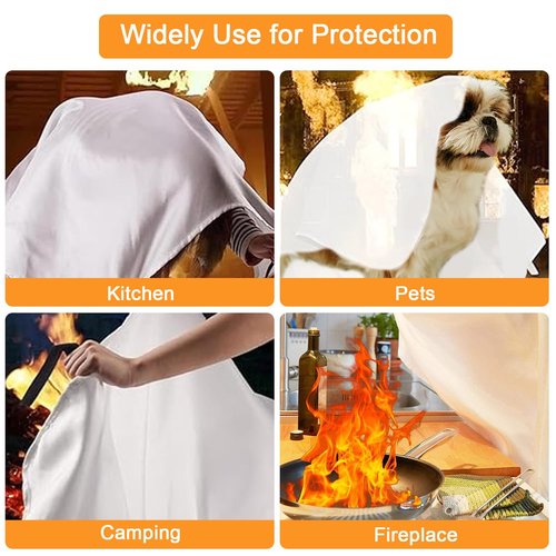 VIKDOOK Fire Blanket for Camping Grill Kitchen Emergency Fire Blanket for Home Lightweight Portable Package