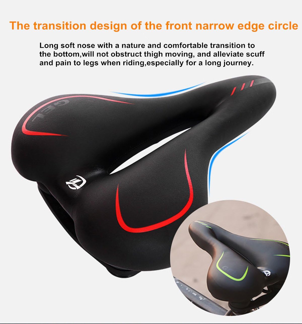UNISTRENGH Big Bum Bike Saddle Seats Cruiser Suspension Shock Absorbing Ball Extra Wide Silica Gel Padded Cushion Bicycle Cycling