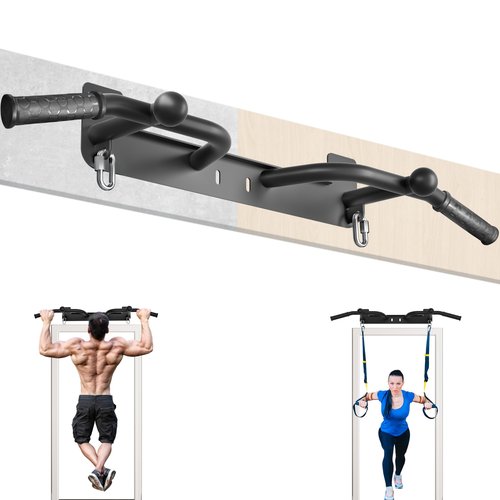 HWOOUSA Wall Mounted Pull Up Bar - Heavy Duty Chin Up Bar, Pull-Up Bar for Garage, Joist, Wall Mount - Multifunctional Fitness Bar, Supports up to 600 Lbs