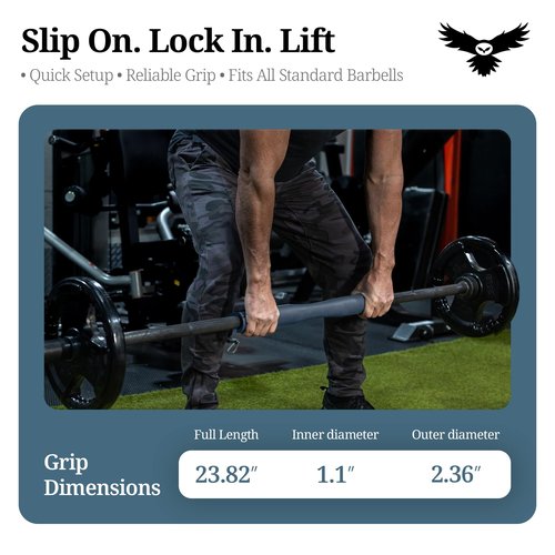 Tribus Grips Barbell Pad – Non-Slip Rubber Adapter for Squats, Hip Thrusts, Deadlifts & Lunges | Barbell Pad for Neck & Shoulder Protection | Fits Standard Bars | Strap-Free, Durable, Gym-Grade Fit