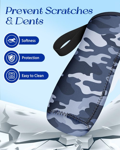 Toykee Water Bottle Sleeve for Cirkul 22 oz - 2 Pack Bottle Cover Holder Carrier with Handle Strap Green Grey Camouflage Print for Men Boy