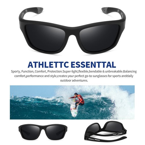 YJTIUI Polarized Sports Sunglasses For Man and Women, UV400 Protection, Wrap-Around Goggles for Driving, Fishing