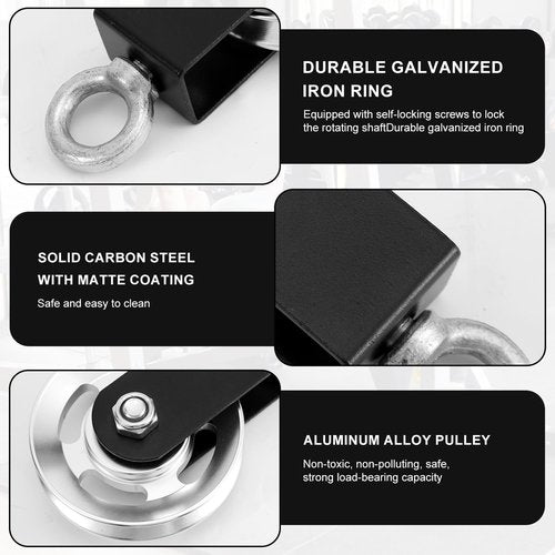 Cable Pulley Wheel, 360-Degree Rotation Bearing Weight Pulley with Hanging Straps & Carabiner Silent Gym Exercise Machine Attachments Replacement Parts Accessories for Straight LAT Pulldown Bar