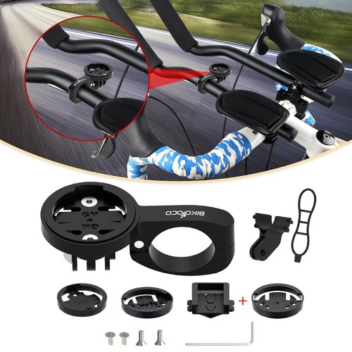 BIKOOCO Bike GPS Computer Mount- Short Version Bike Computer Mount for Aero Bars, Black Aluminium Bike Mount for Garmin,for Combo & for GoPro Action Camera