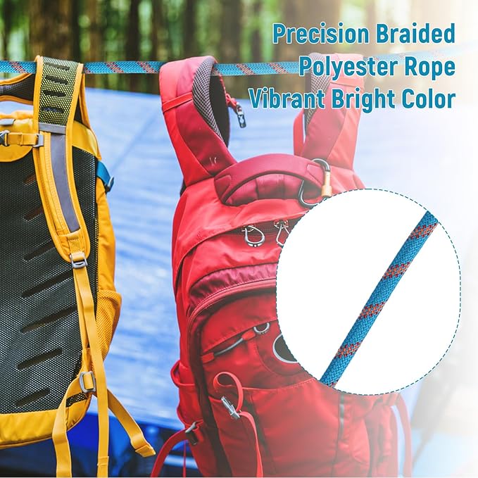 Arborist Rope Climbing Rope 48 Strands Tree Rope(1/2 inch x 150ft) for Climbing Tree Swing Pulling Sailing