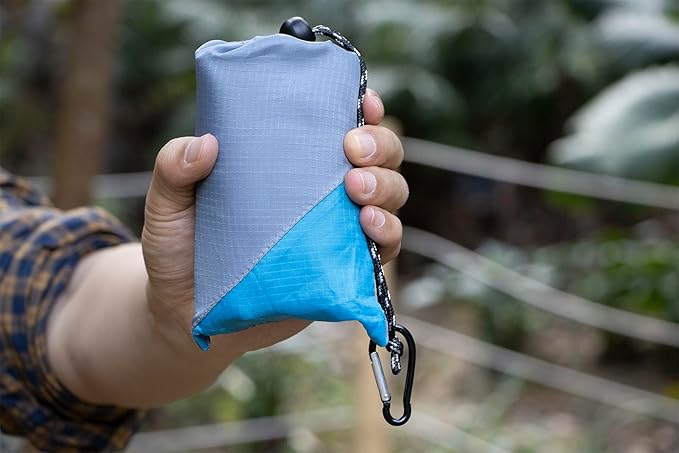 Orga'Neat Pocket Picnic Blanket, Sandproof Lightweight Pocket Camping Tarp, 55″x 60″ Foldable & Fits into Small Bag, Water Resistant Washable Quick Dry Compact Beach Mat for Outdoor Recreation